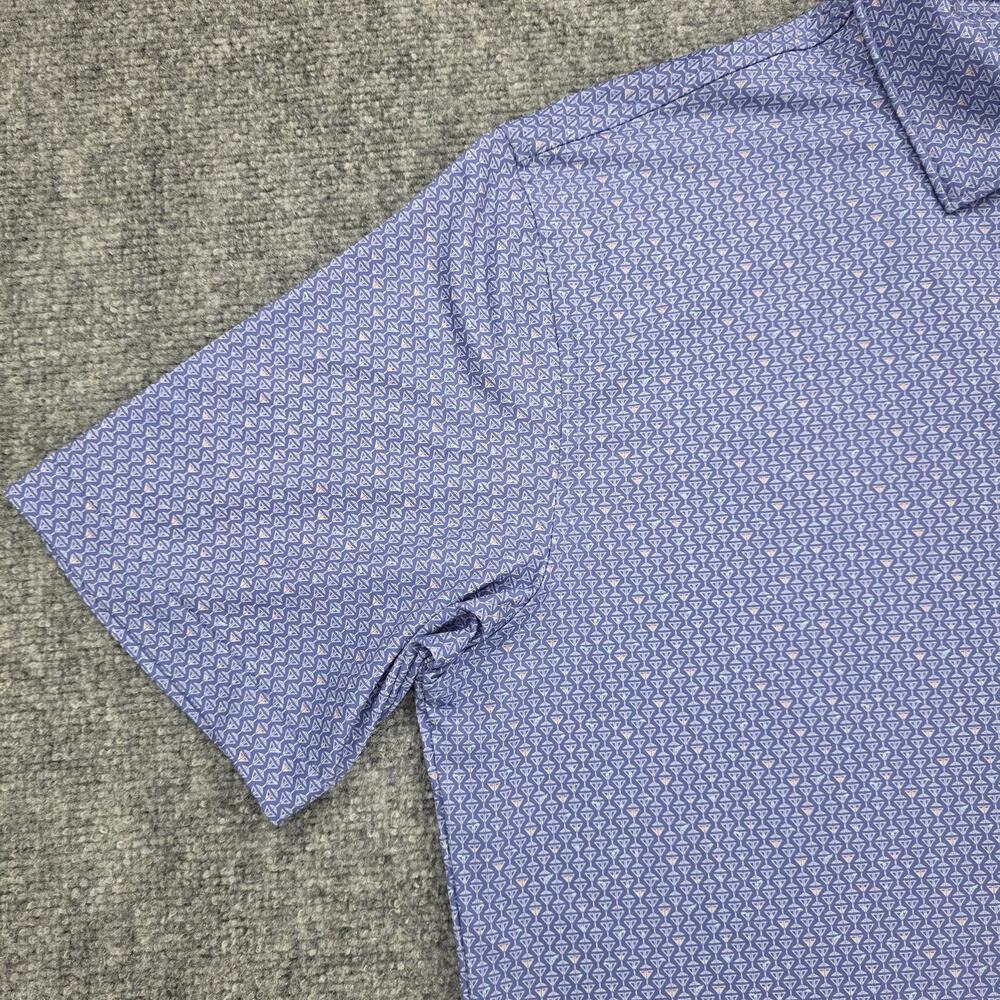 Peter Millar Shirt Mens Medium Blue Martini Glass AOP Summer Comfort Polo Golf - Picture 9 of 16